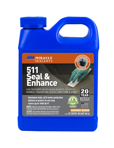 Miracle Sealants 511 Seal and Enhance bottle ready for immediate use on stone and tile