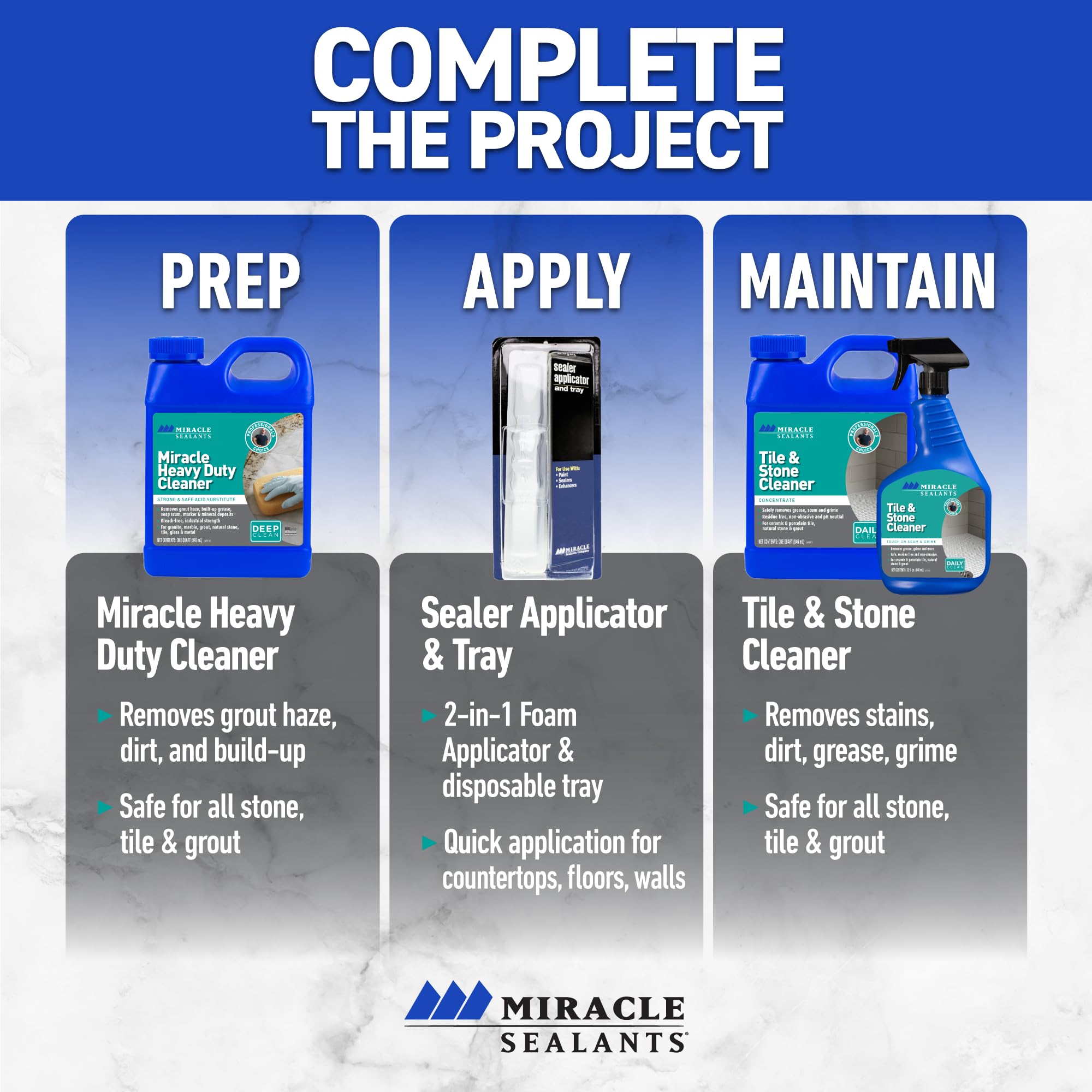 Miracle Sealants Tile & Stone Cleaner no odor formula for discreet use.