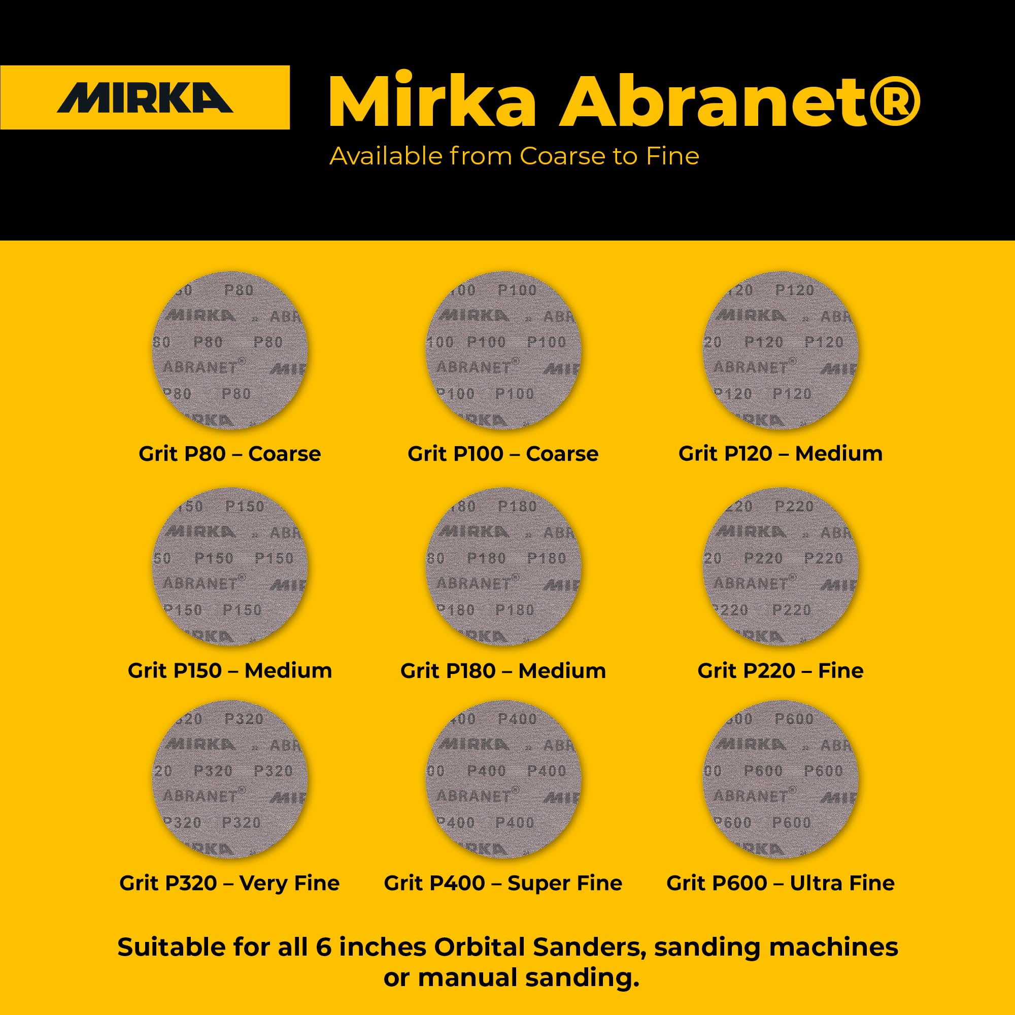  Mirka Abranet extended-life mesh maintains consistent sanding performance.