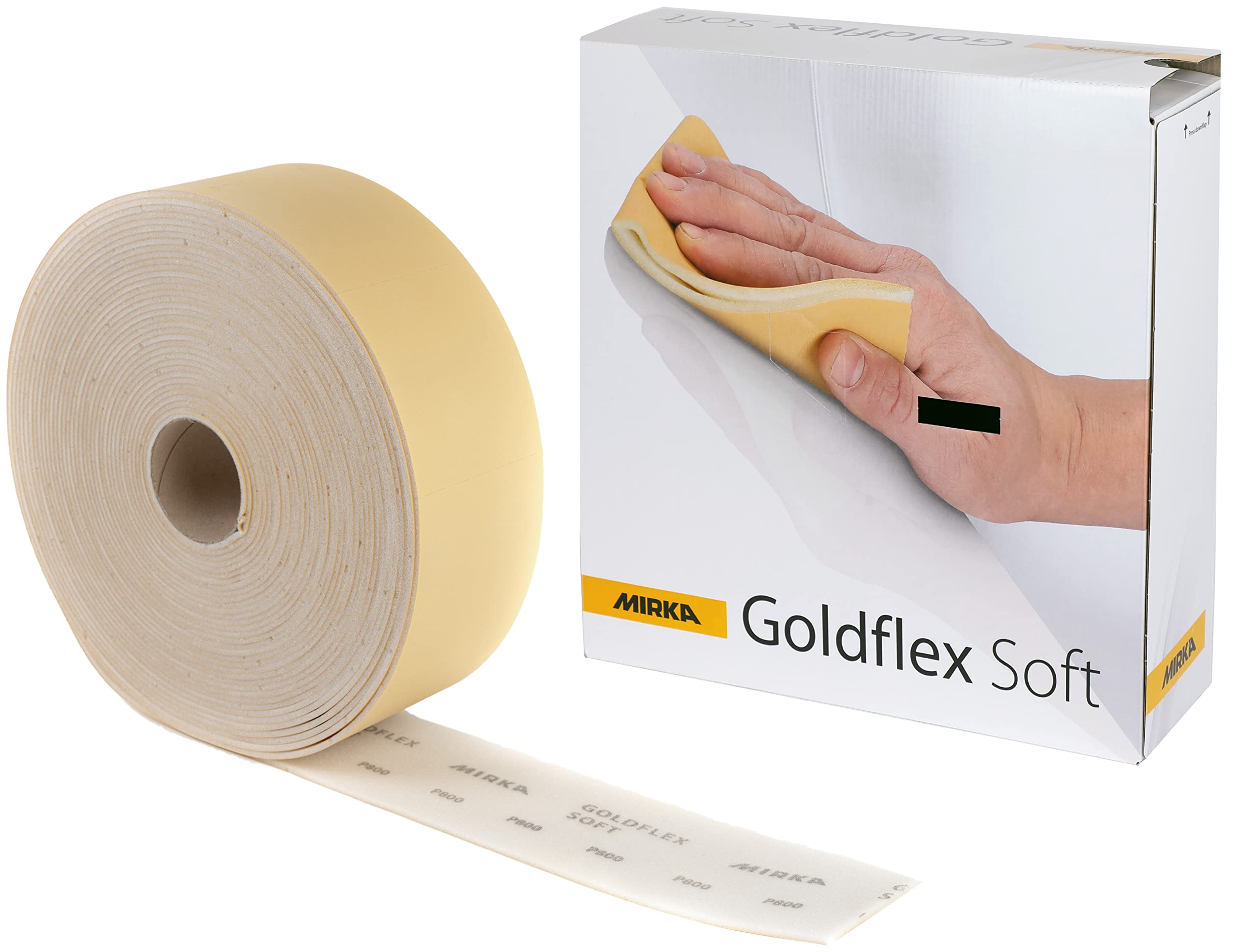 Mirka Goldflex soft sanding pad for hand sanding of profiles with smooth control.