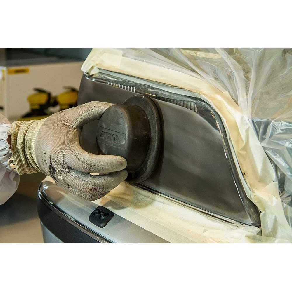 Mirka solvent-free powder application reduces paper clogging during sanding.