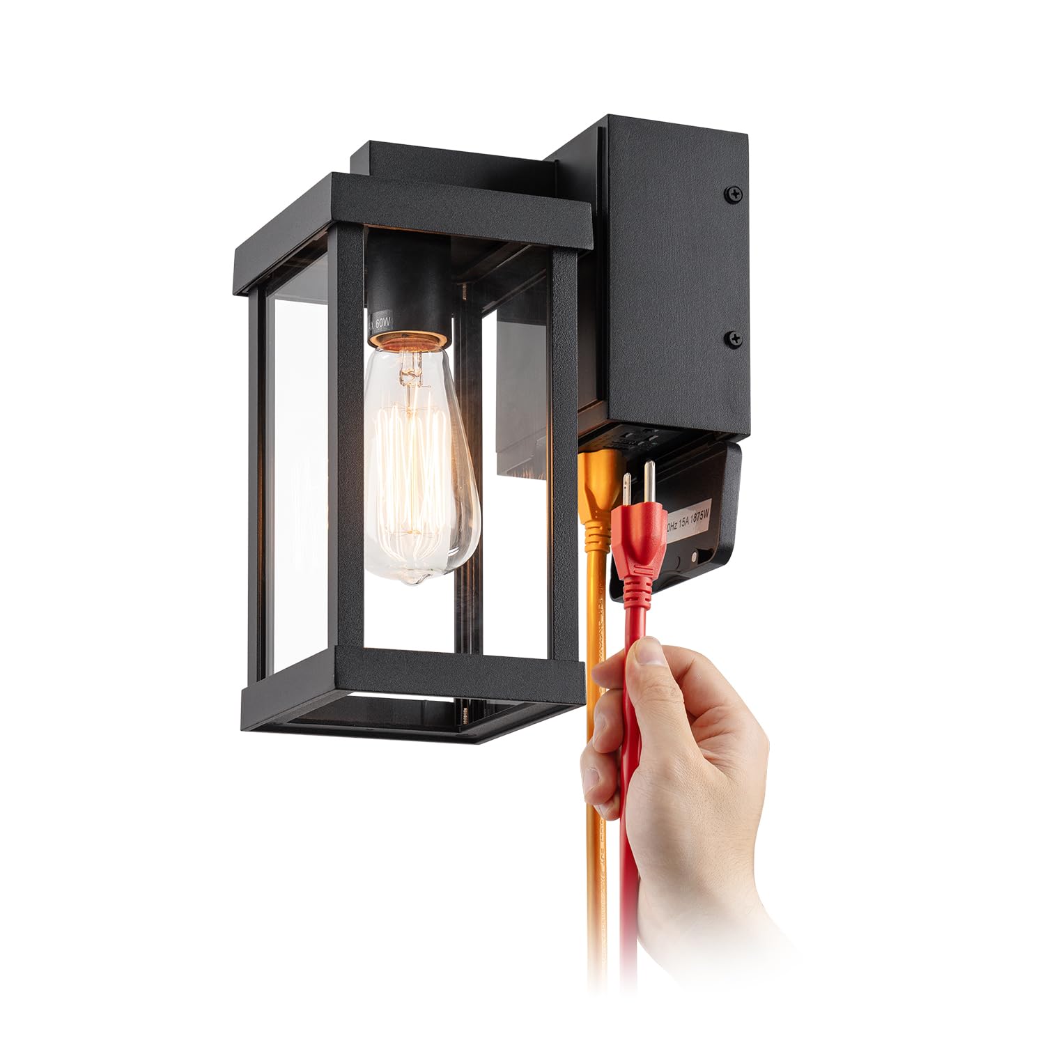 Mirrea 11-inch classic outdoor sconce front view in matte black for porch lighting.