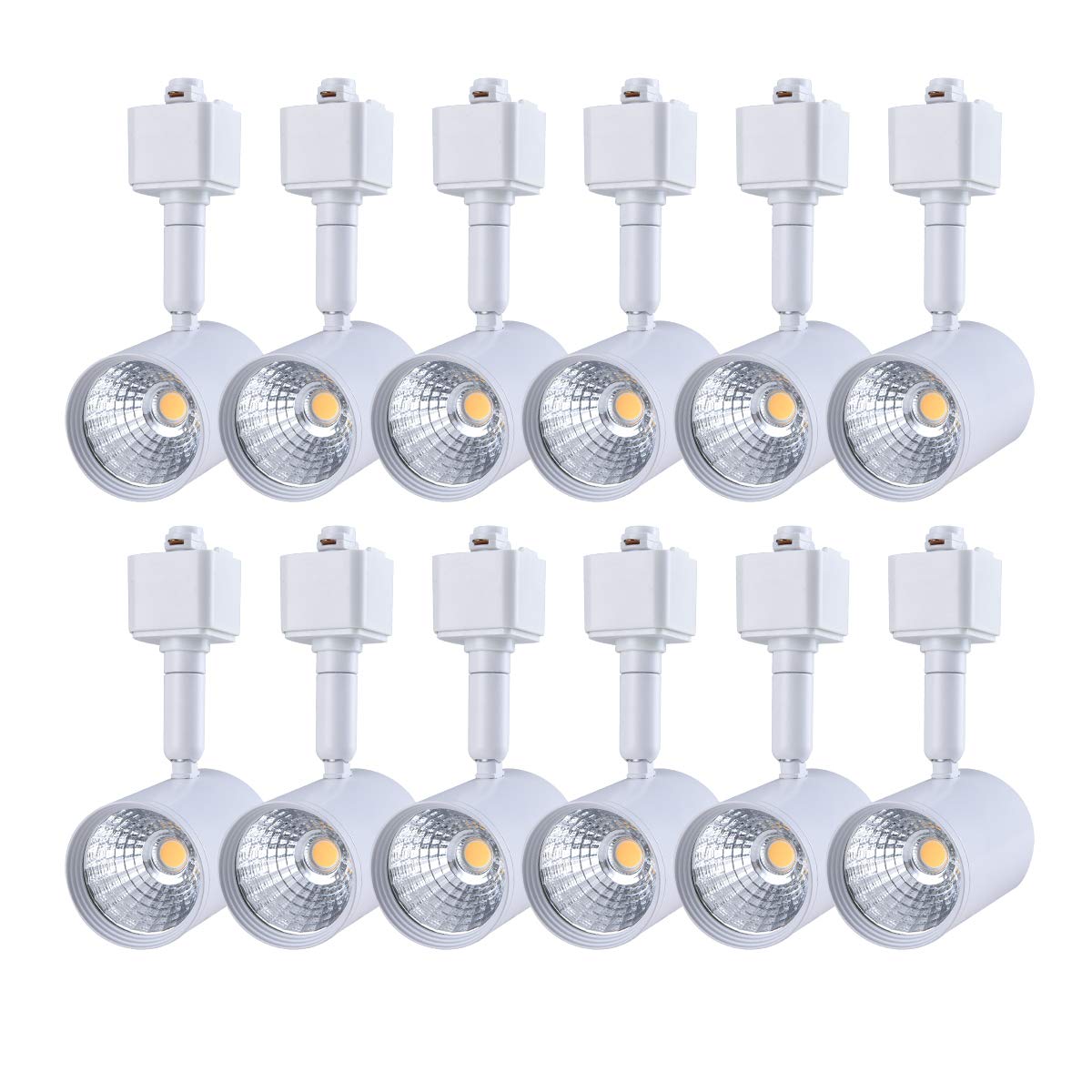 Mirrea 12-pack LED track heads with adjustable rotation for precise accents.