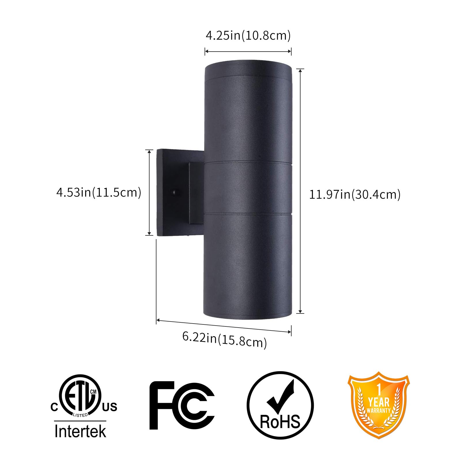 Mirrea aluminum cylinder wall sconce in matte black for a contemporary look.