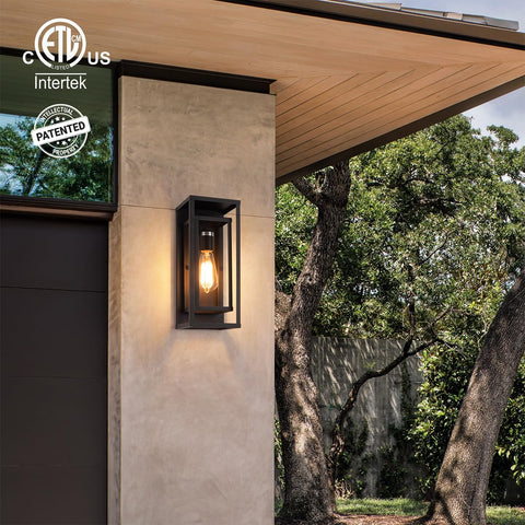 Mirrea matte black frame enhances exterior style with clear glass panels.