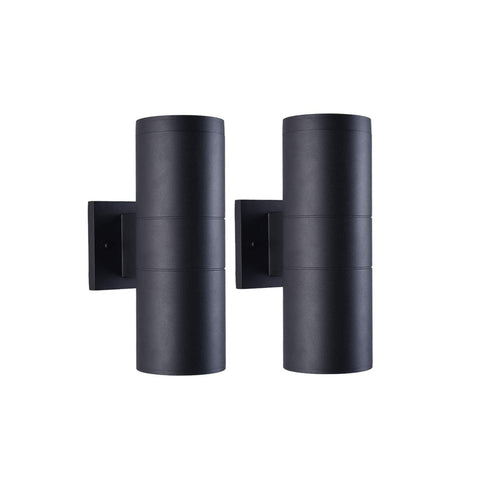 Mirrea modern outdoor porch light 2-pack in matte black for durable exterior illumination.
