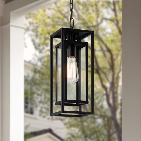 Mirrea outdoor pendant light above the front porch adding inviting exterior glow.