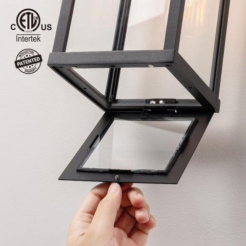 Mirrea outdoor wall sconce with clear glass shade for bright porch illumination