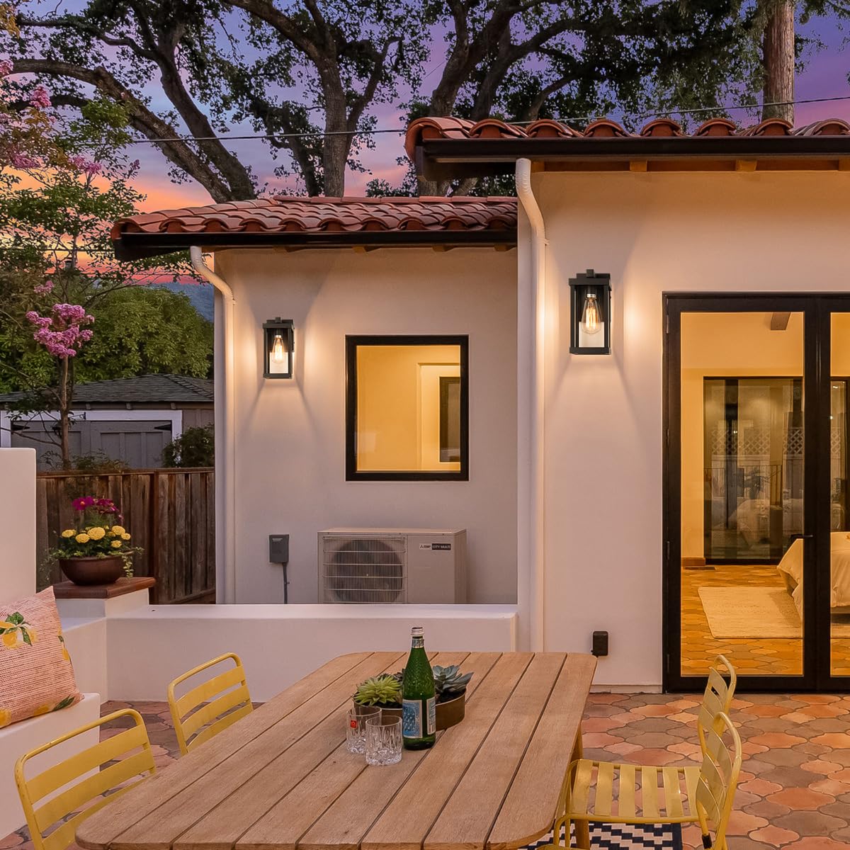 Mirrea rectangular metal-frame outdoor sconce with clear glass shade dimensions.