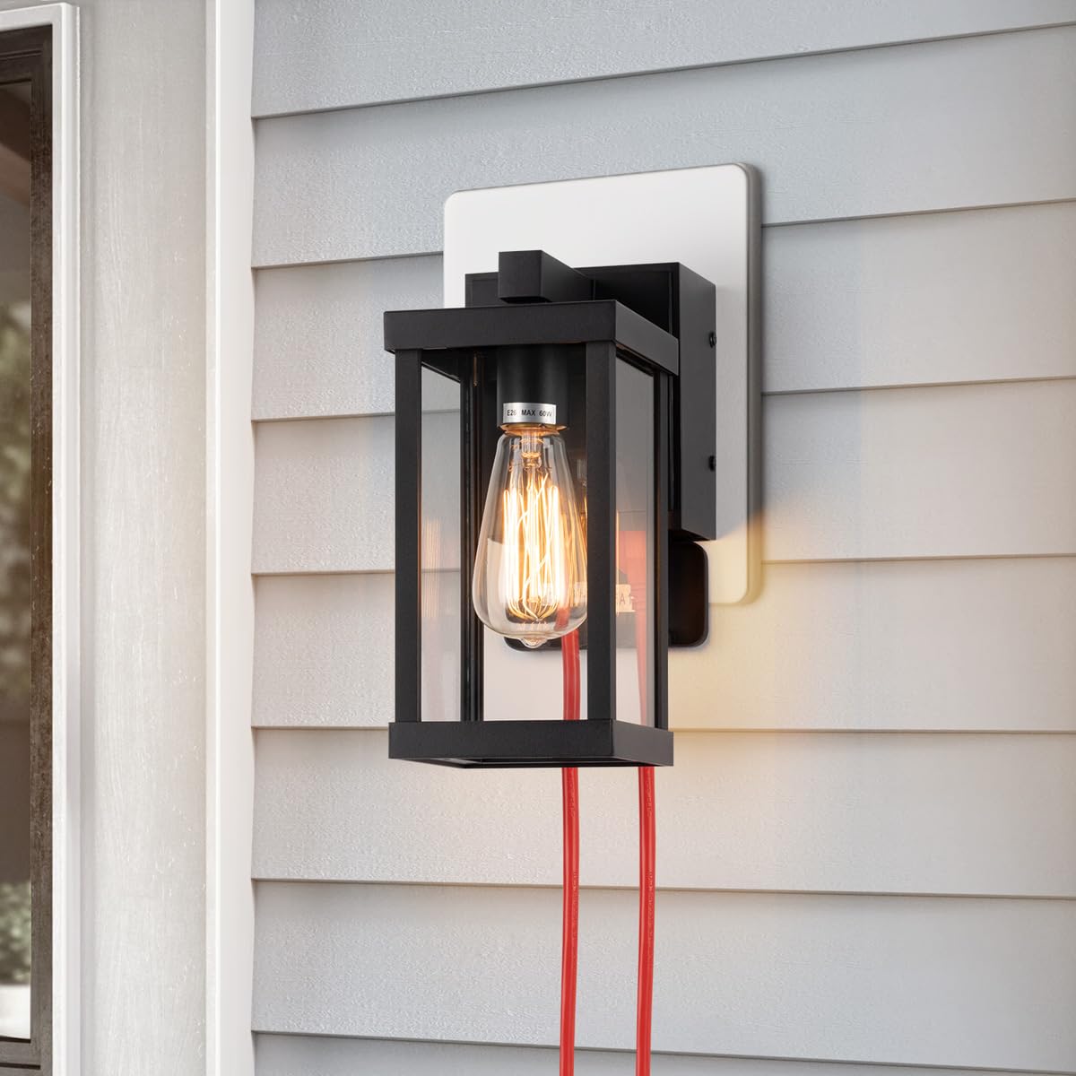 Mirrea vintage filament bulb compatibility as warm porch ambiance option.