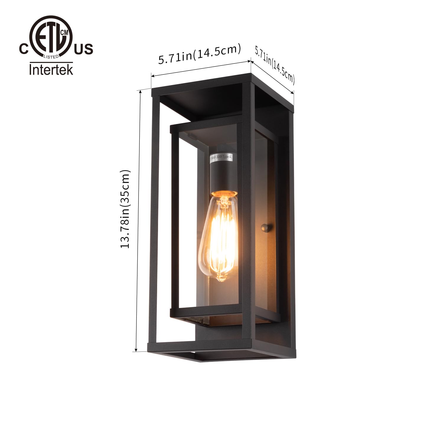 Mirrea waterproof porch light suitable for dry, damp, and wet locations.