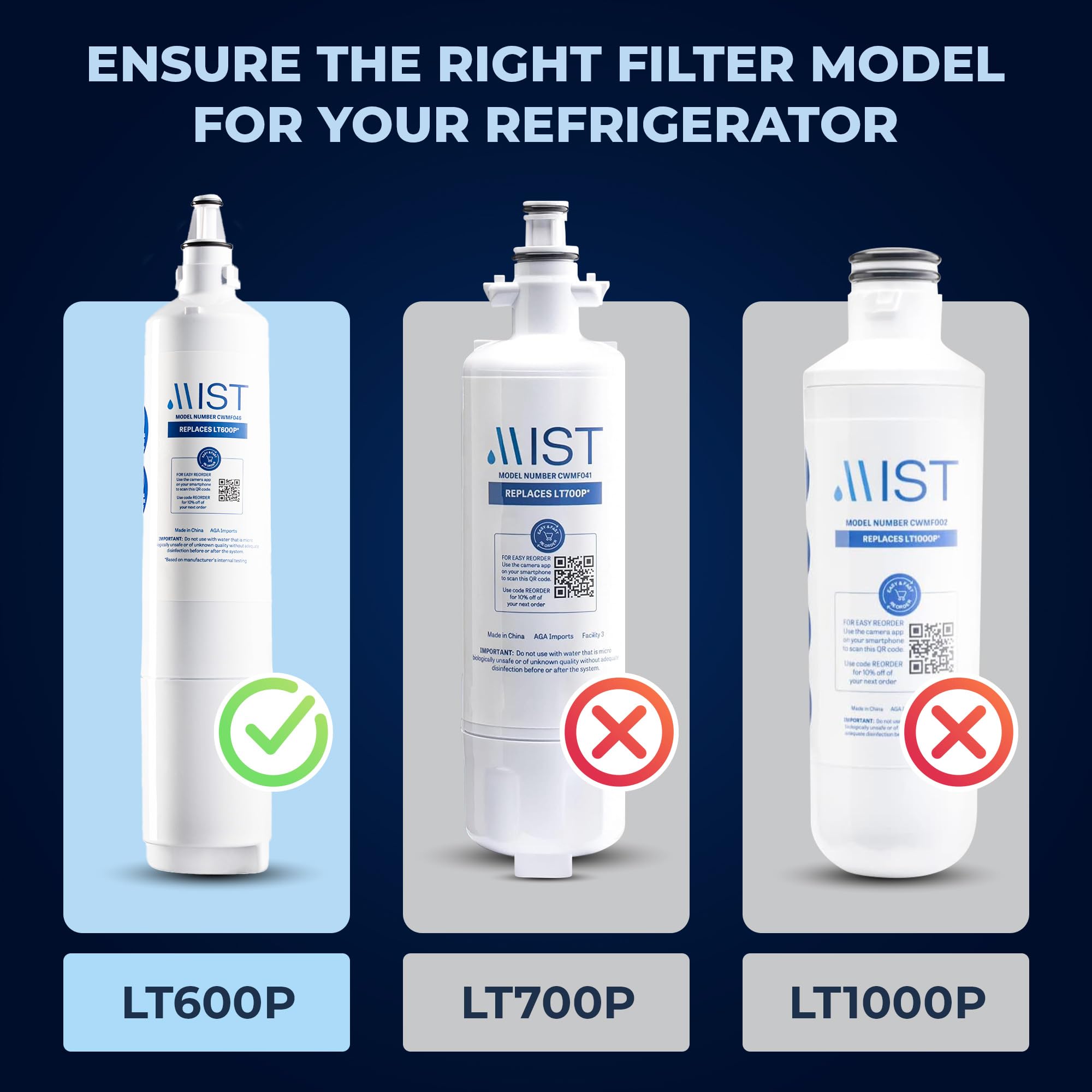 Mist 5231JA2006A water filter reduces chlorine for fresher fridge water.