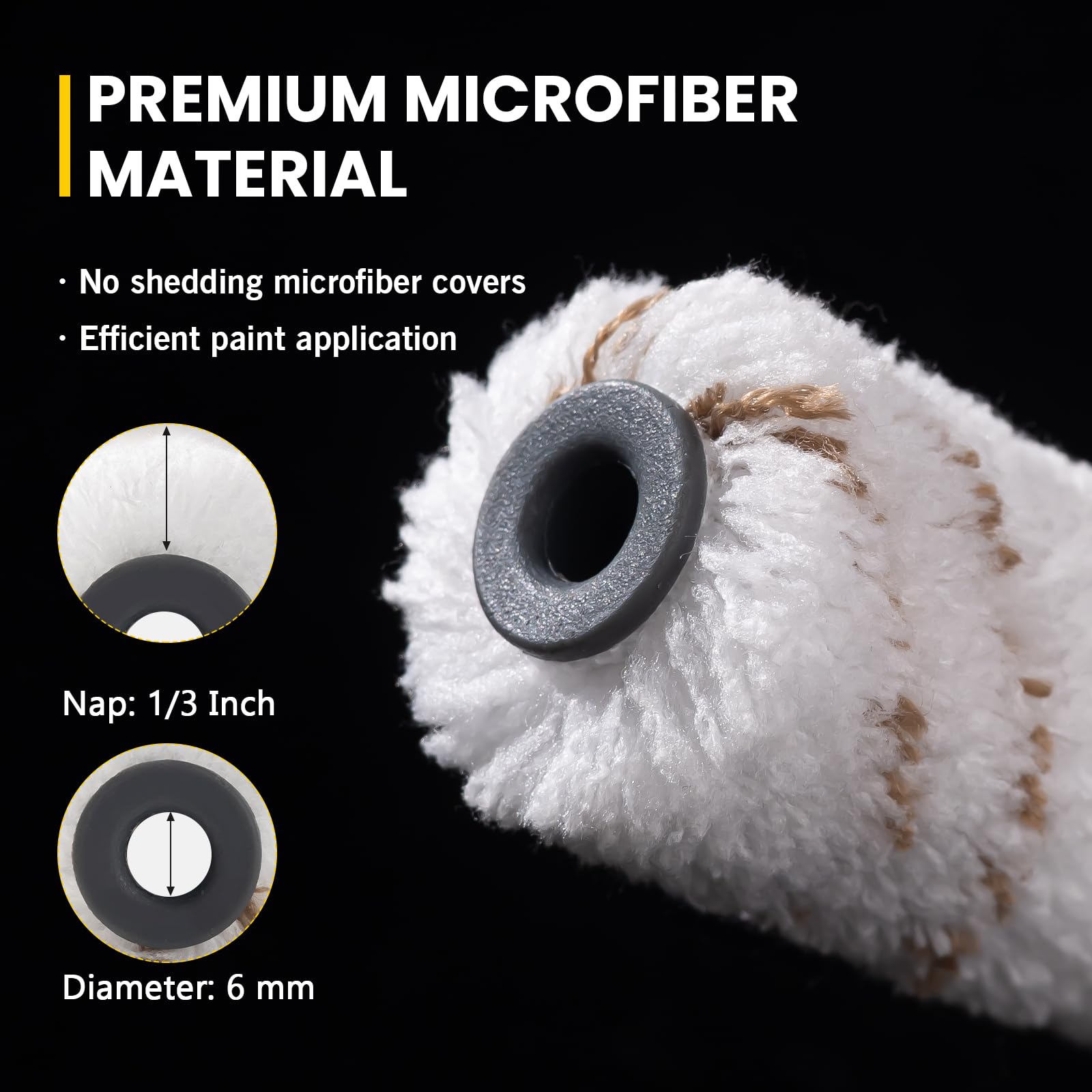 Mister Rui microfiber roller close-up showing even paint distribution.