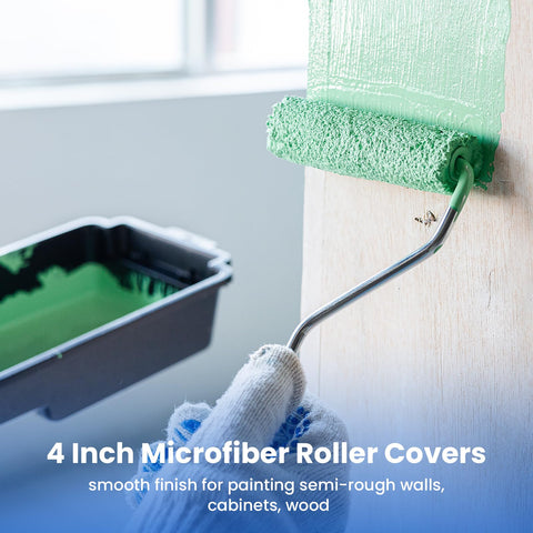 Mister Rui no-shed microfiber roller minimizes lint on walls.