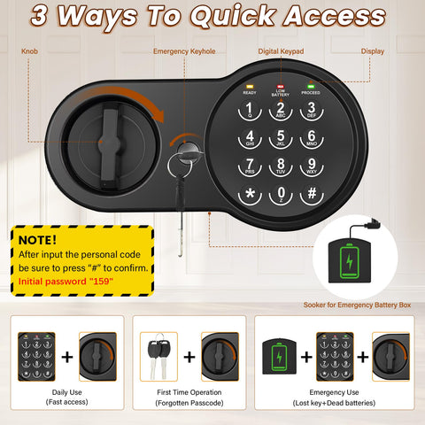 Mitlvge safe box interior with removable shelf and sensor light