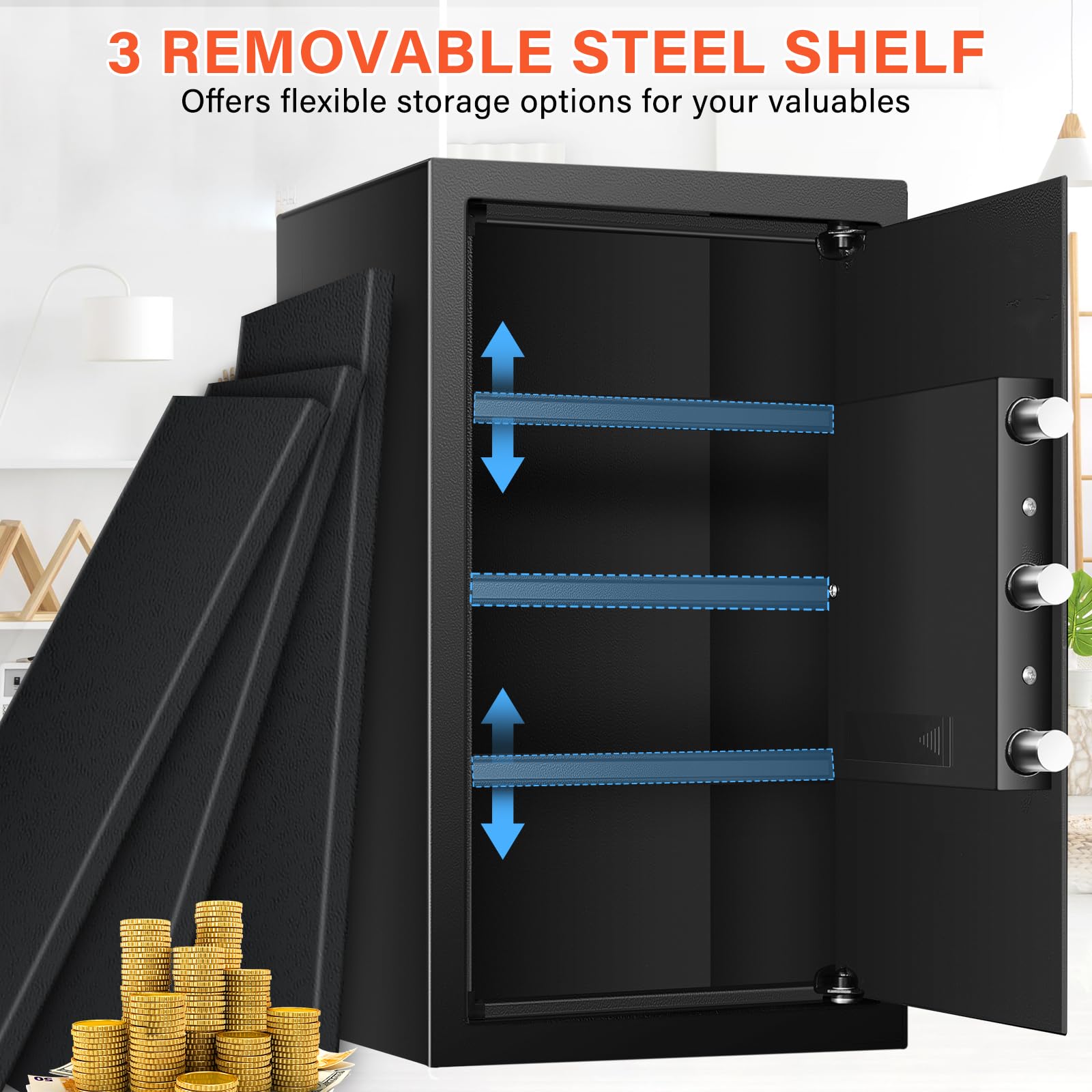 Mitlvge safe box mounted on wall for enhanced security