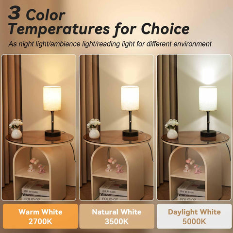 Mituo nightstand lamp with matte black finish and three color modes