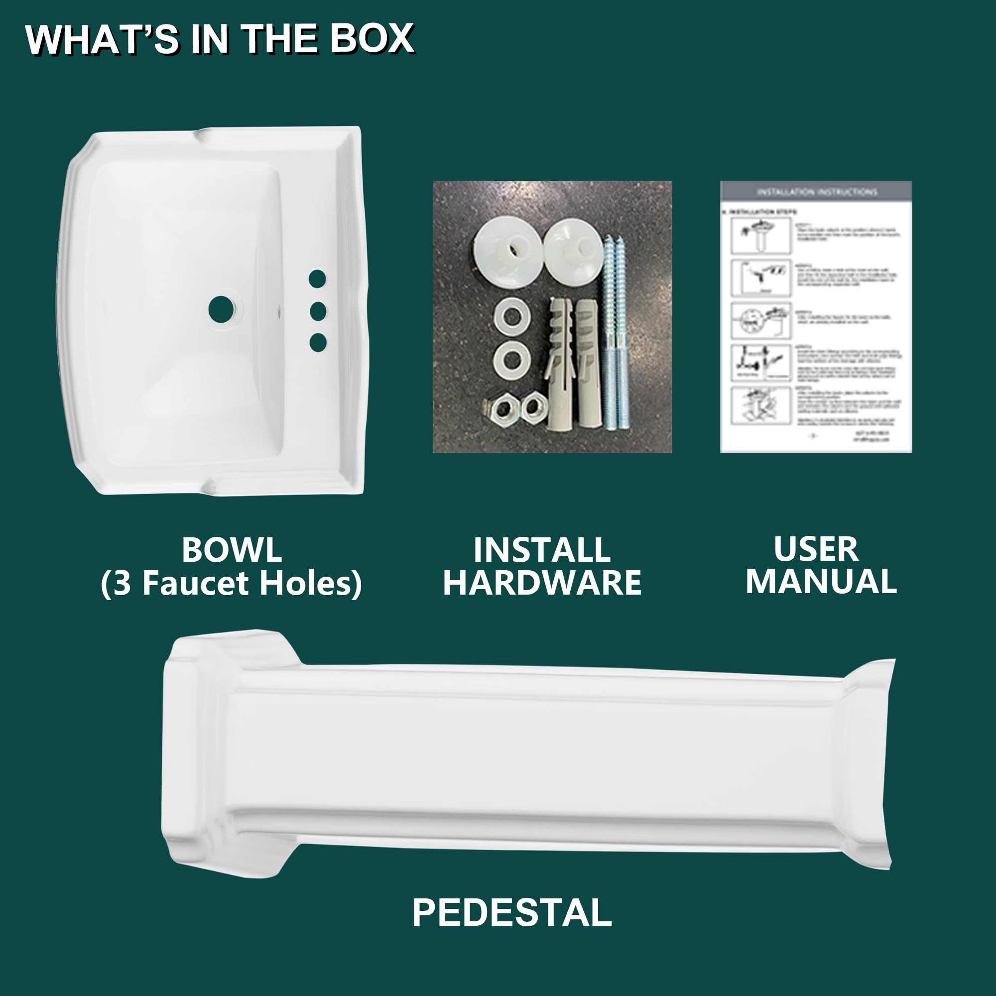 Miuara pedestal sink dimensions for planning and fitting.