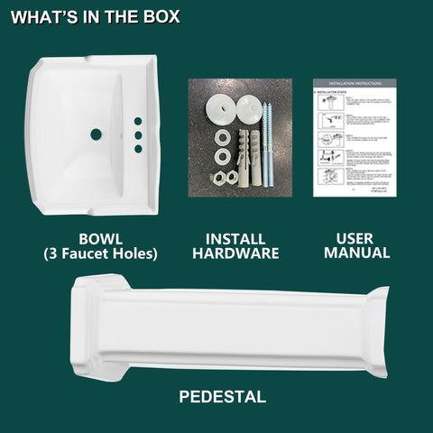 Miuara pedestal sink dimensions for planning and fitting.