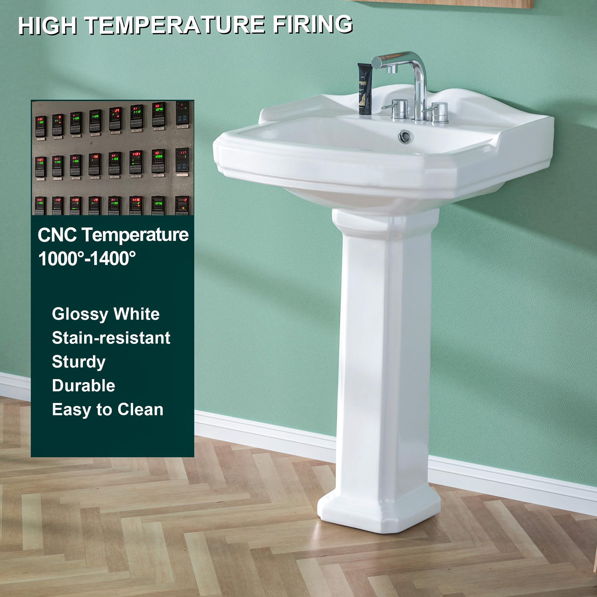 Miuara pedestal sink packaging and warranty assurance on delivery.