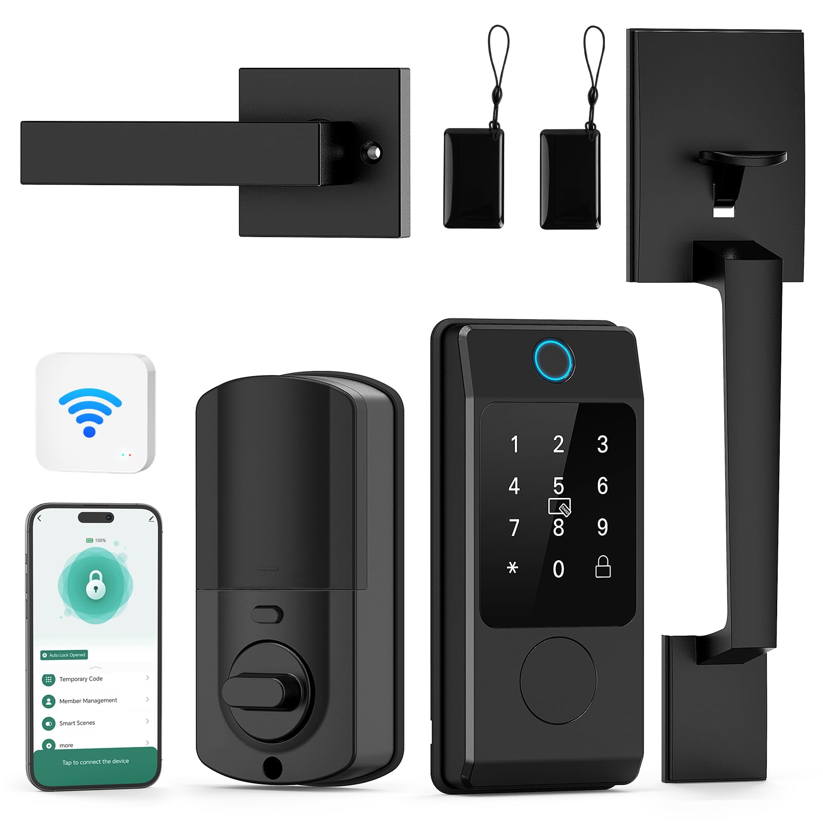 Miuedo WiFi smart lock front door set enables convenient keyless access.