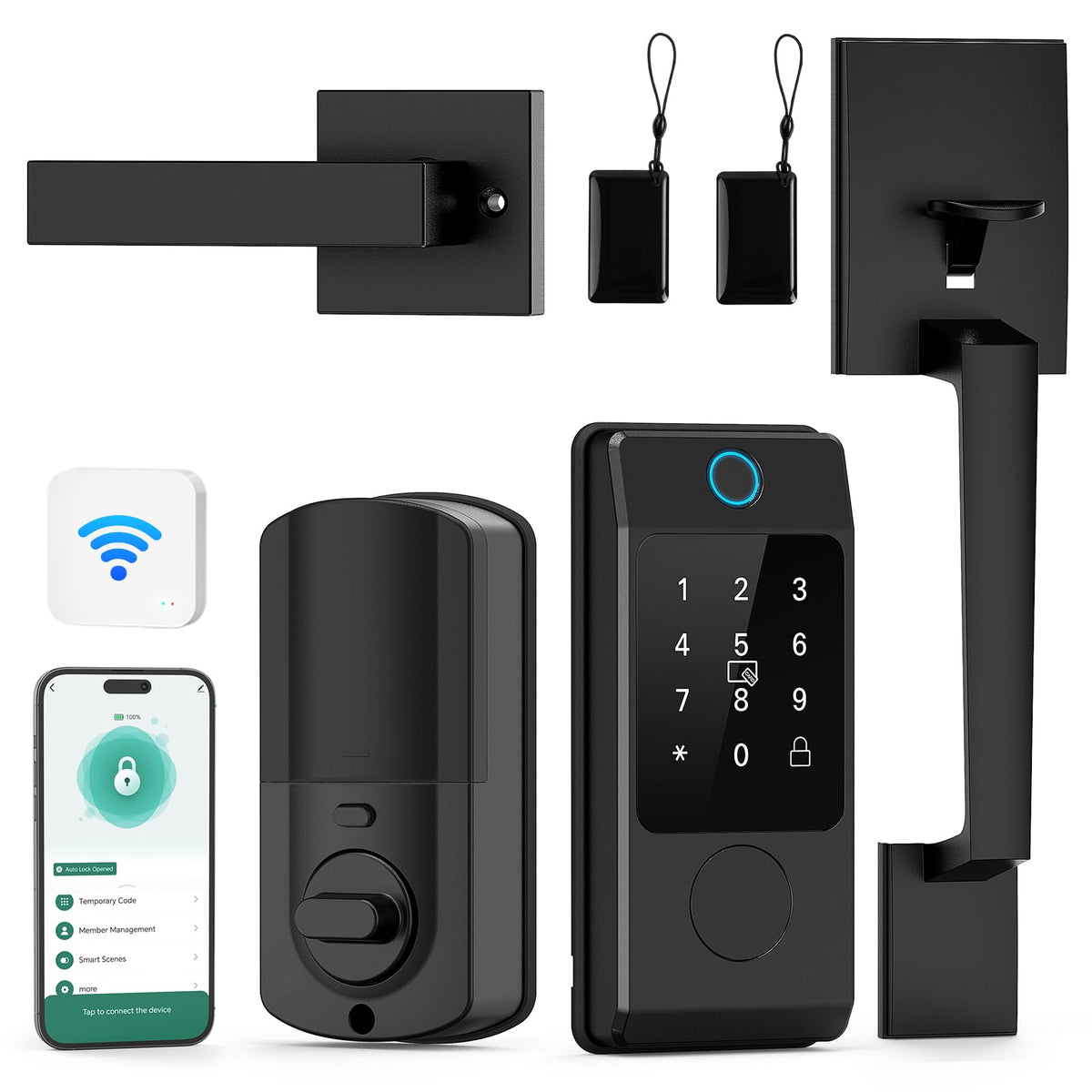 Miuedo WiFi smart lock front door set enables convenient keyless access.