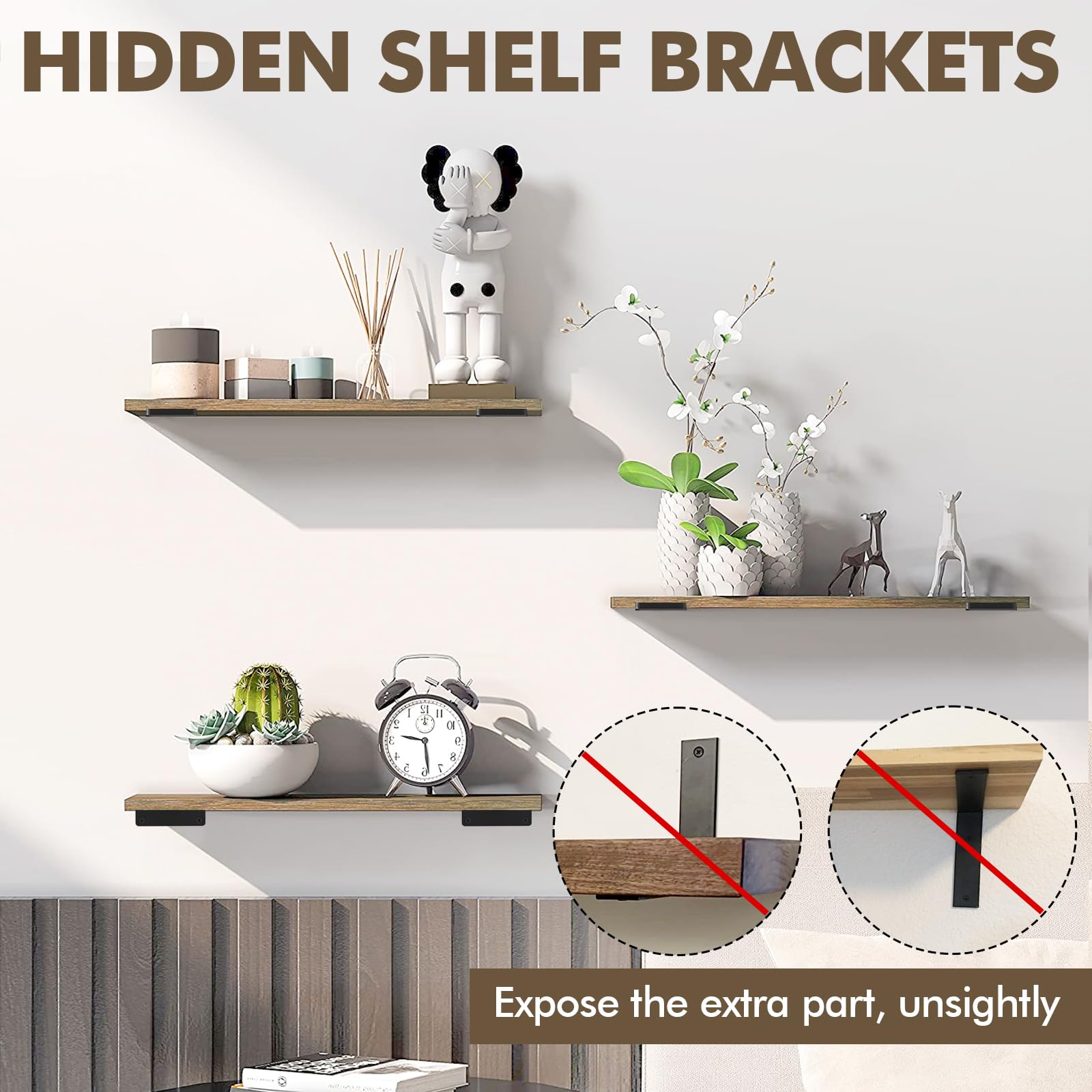 MIUGO 150 lb per pair capacity indicates strong support for shelves.