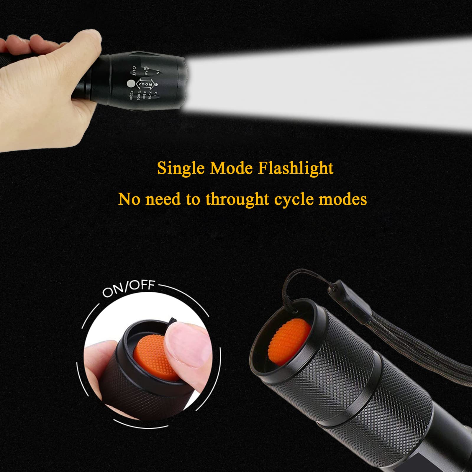 Miular 2-pack flashlight beam focus demonstrates versatile lighting for camping.