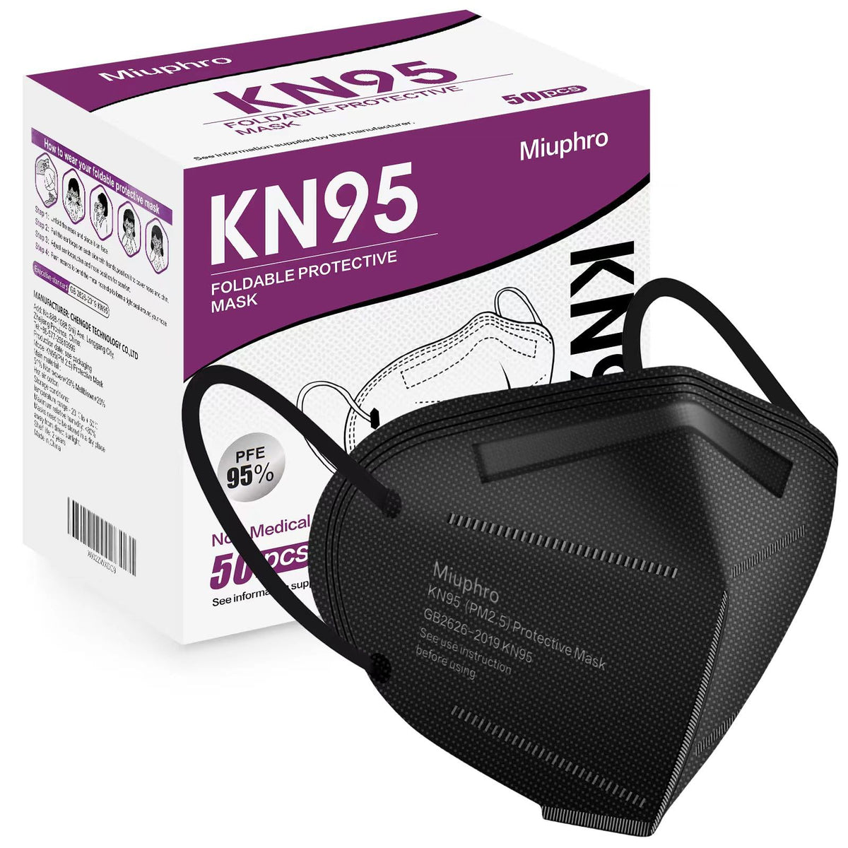 Miuphro KN95 50-pack box for bulk restocking and easy organization.