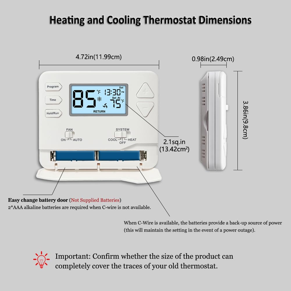 Miuputake programmable thermostat backlit display aids nighttime navigation and setup