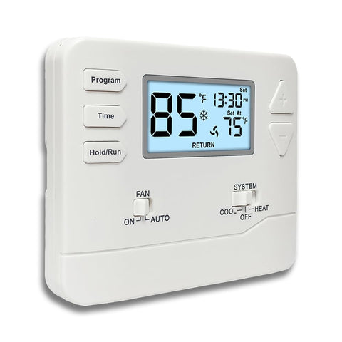 Miuputake programmable thermostat front display enables quick adjustments in dim light