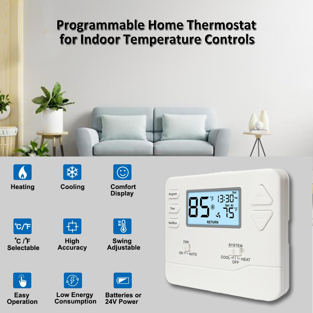Miuputake programmable thermostat installation guide illustrates quick setup steps