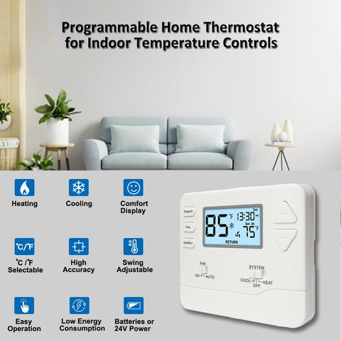 Miuputake programmable thermostat installation guide illustrates quick setup steps