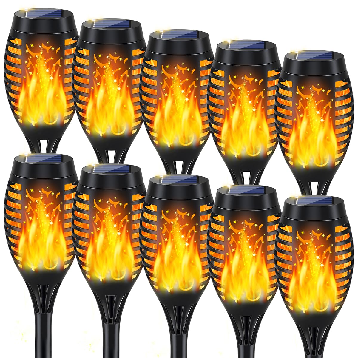 MIUSIKIT solar torch light dancing flame for cozy outdoor ambiance.