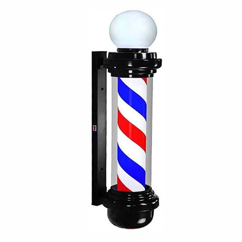 MIUXIU barber pole with red, white, blue stripes and LED rotation for storefront visibility