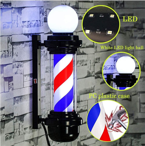 Outdoor-ready MIUXIU barber pole with rainproof base for durable outdoor use