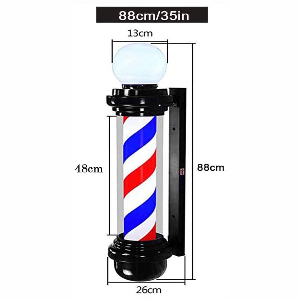 Wall-mounted MIUXIU barber pole with stainless base for secure installation