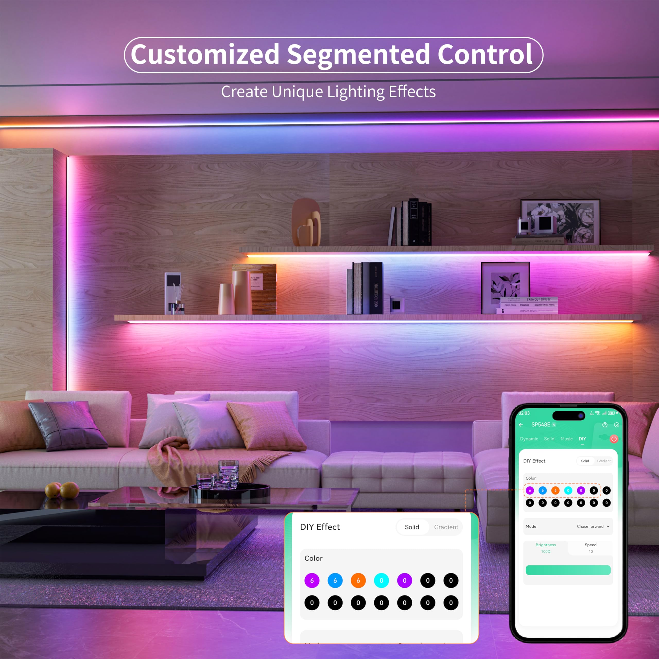 MIWISE 24V COB LED strip demonstrates wide beam and continuous glow for large spaces