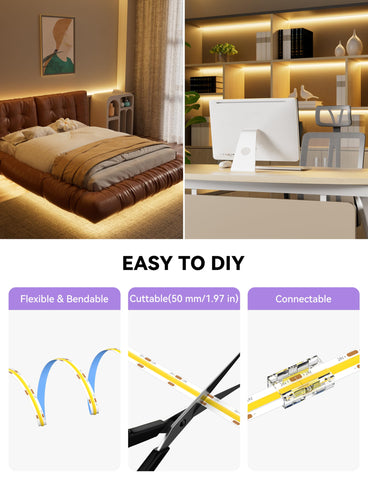 MIWISE bedroom lighting with soft, even glow behind TV or bed
