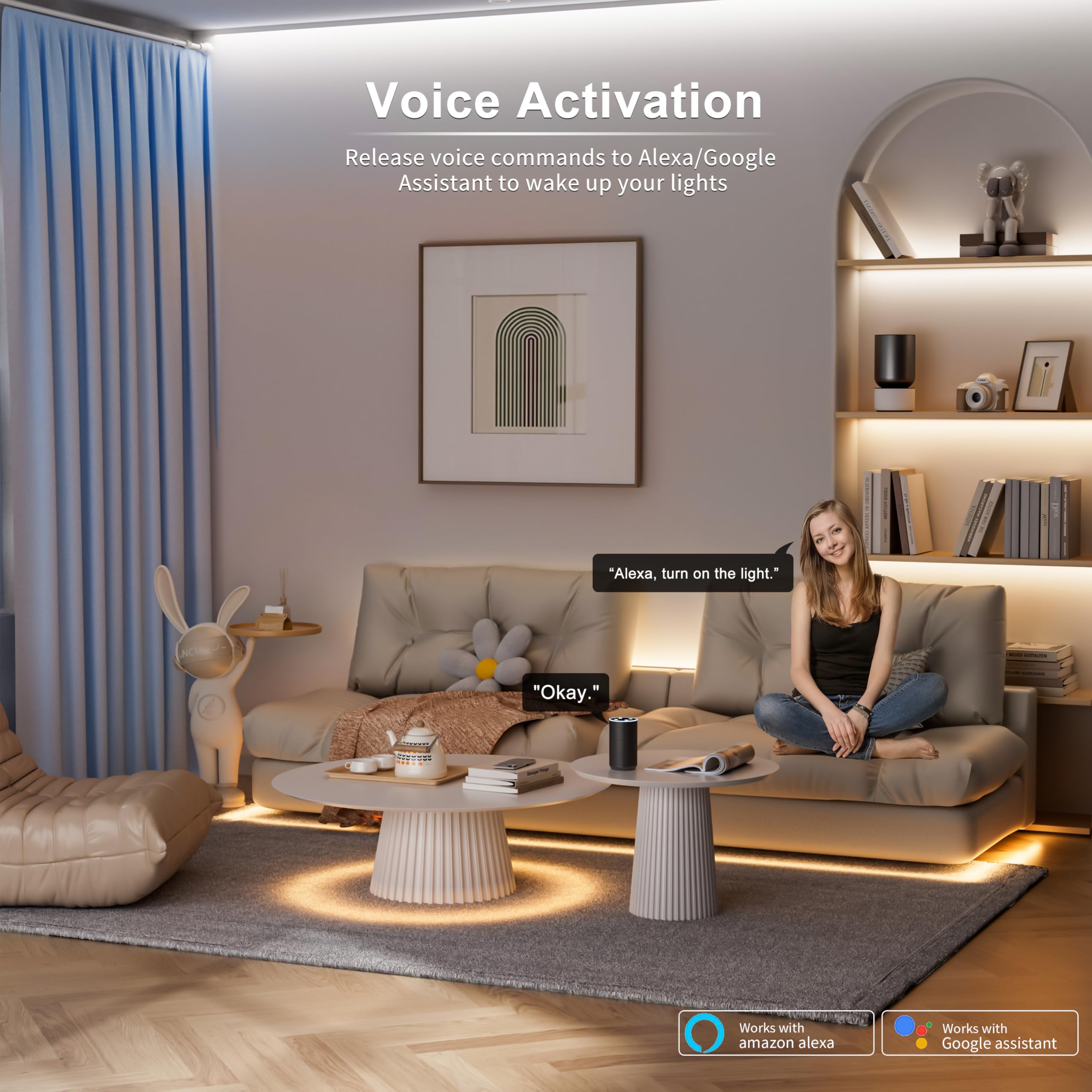 MIWISE COB LED strip light app control enables custom schedules and presets