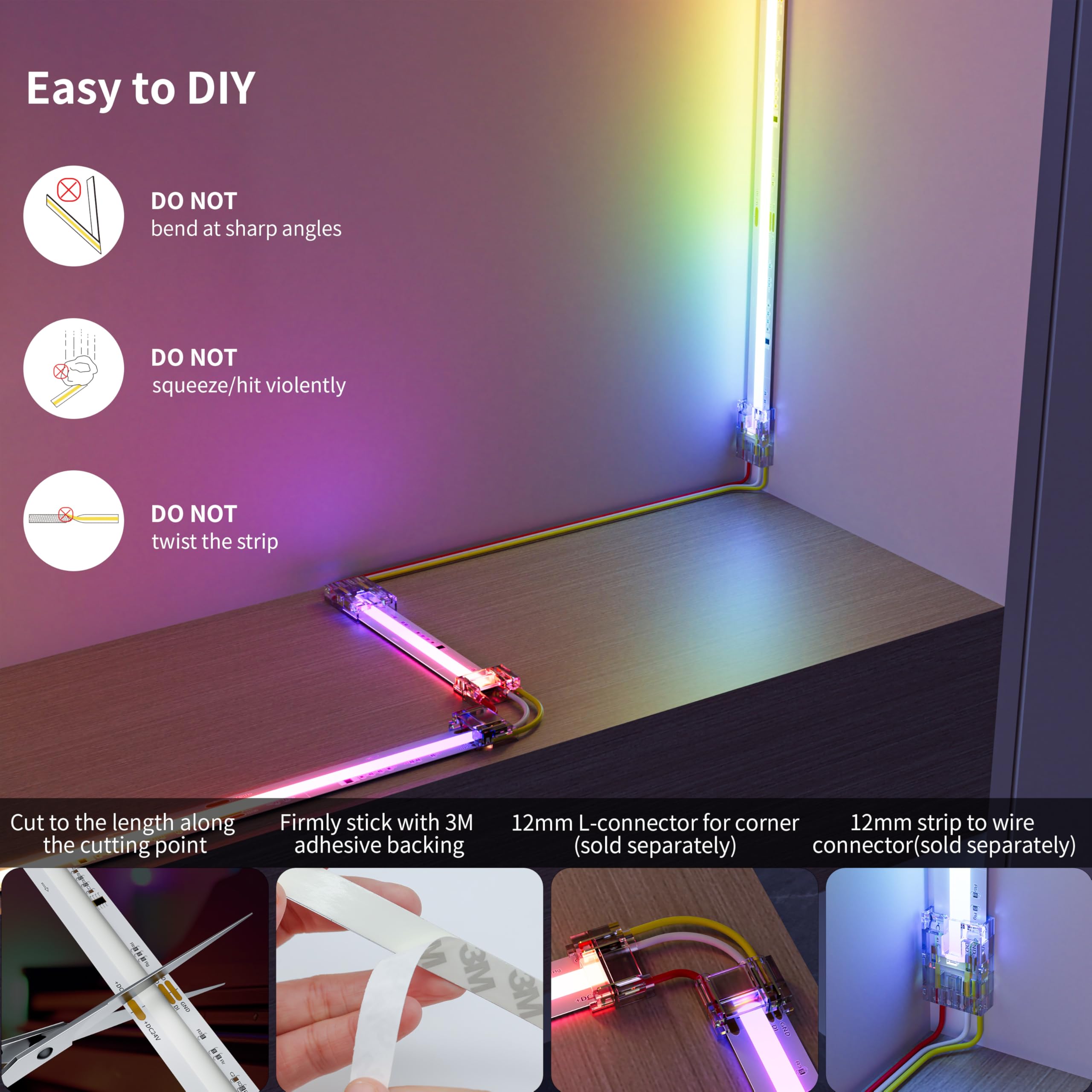 MIWISE kitchen cabinet lighting example demonstrates subtle ambient enhancement