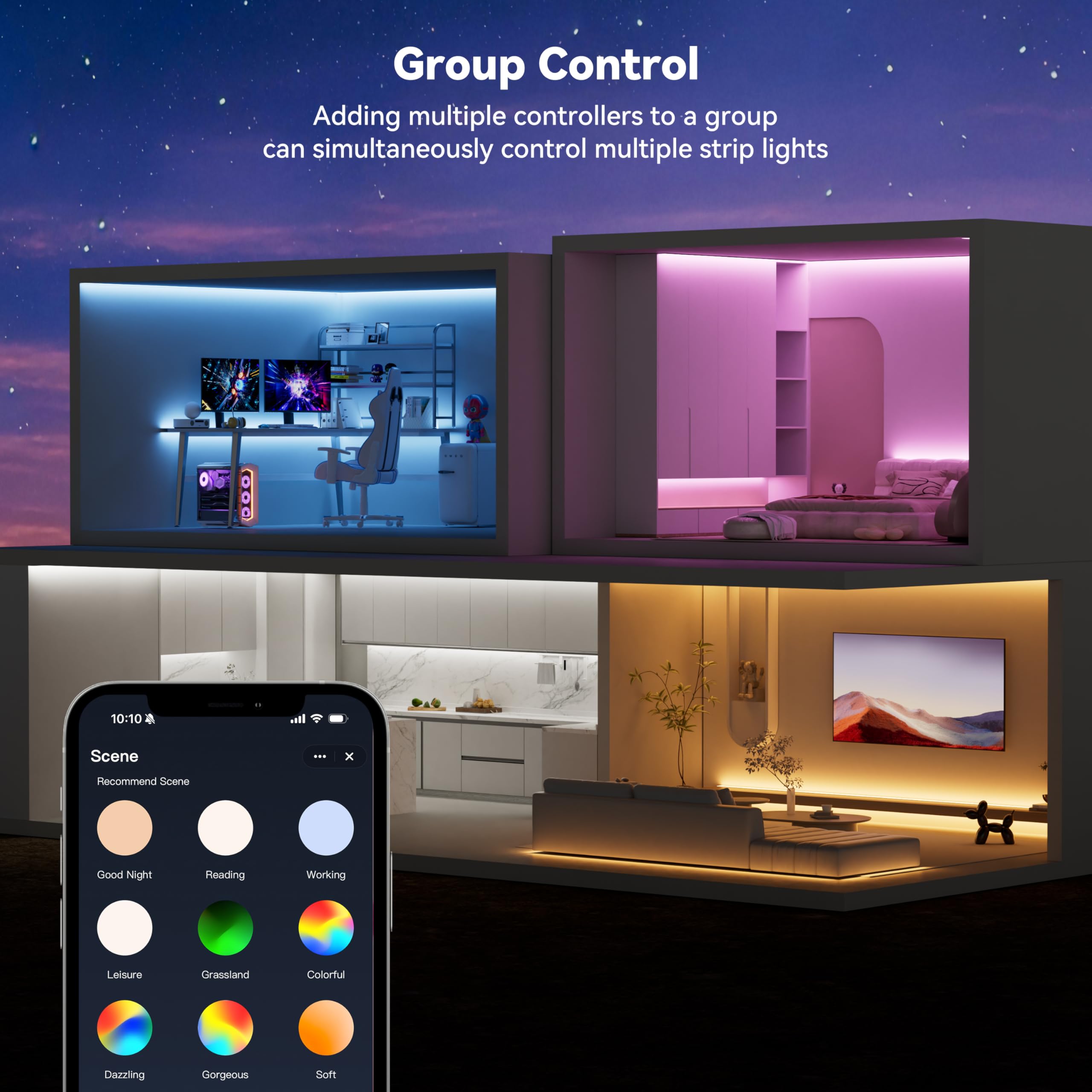 MIWISE RGB COB LED strip adhesive back ensures secure mounting.