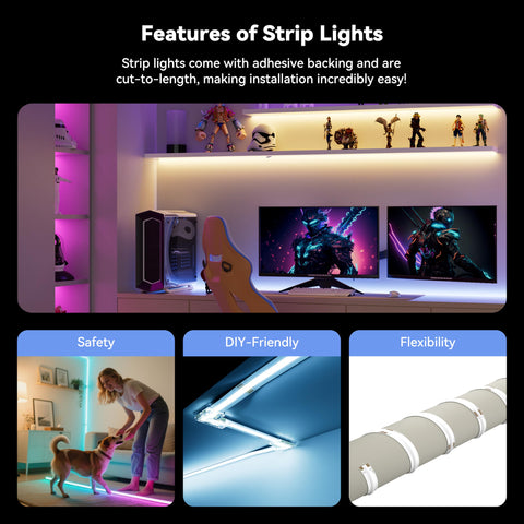 MIWISE RGB COB LED strip cuttable marks enable easy DIY installations.