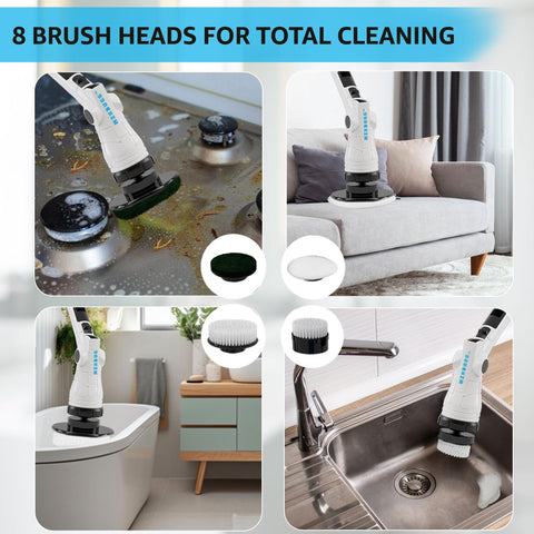 Extendable 12–54 inch handle on the Mixbugg scrubber for comfortable standing cleaning.