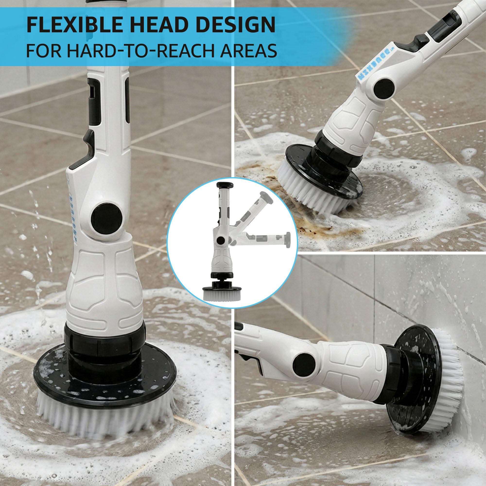 IPX6 waterproof Mixbugg scrubber safe for wet bathroom use.