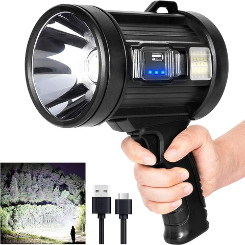 MIXILIN Rechargeable Spotlight front view shows ultra bright beam for hunting