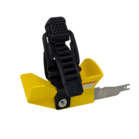 MixKwik paint can shaker attached to a saw for fast, consistent mixing.