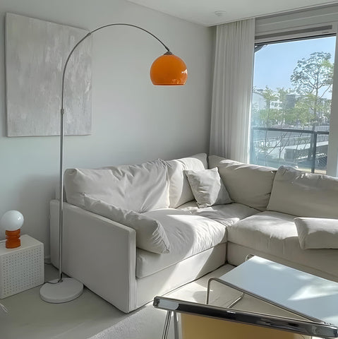 MIXL Orange Arc Lamp long cord and convenient length for flexible placement