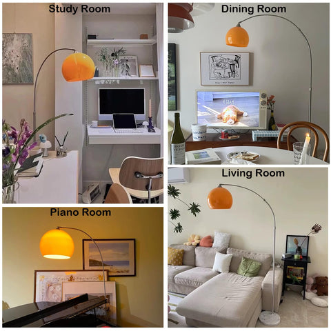 MIXL Orange Arc Lamp metal pole detail for sturdy construction