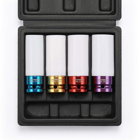 MIXPOWER 12-drive 17mm deep socket with color-coded finish for quick ID